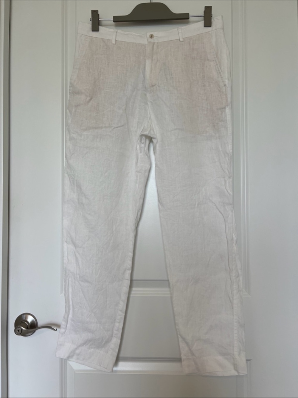 ZARA MAN White Linen Straight-Leg Pants M 28 inseam